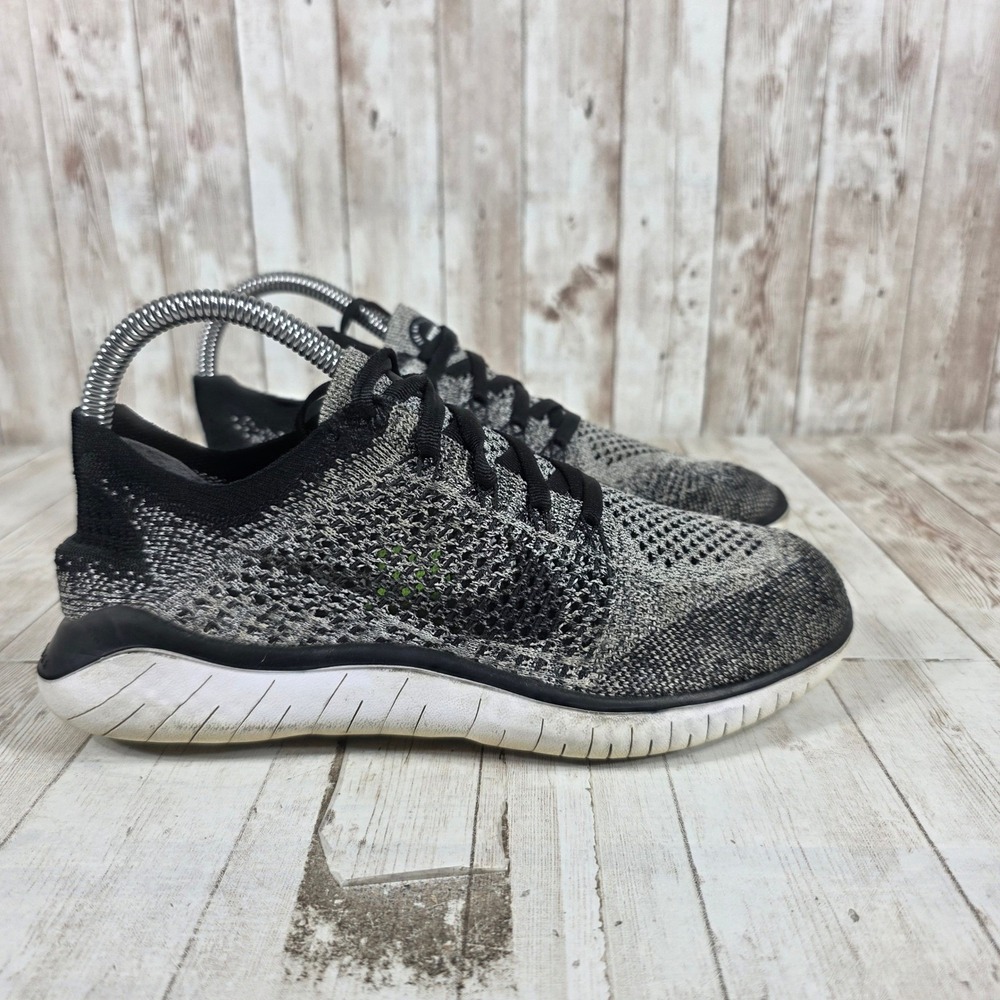 Nike Free RN Flyknit 2018 Womens Black Grey Running Shoes 942839-101 Size 7